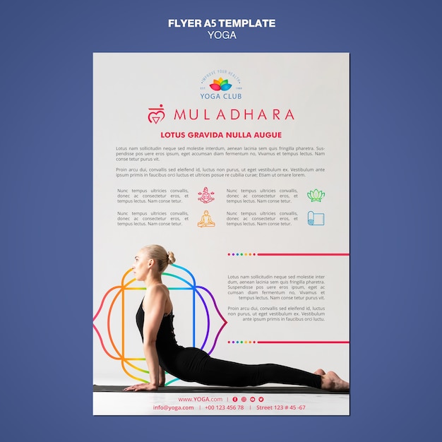 PSD grátis modelo de folheto - conceito de ioga