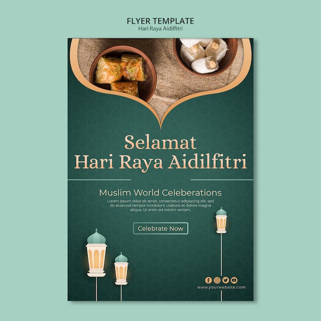 Modelo de folheto - conceito hari raya aidilfitri