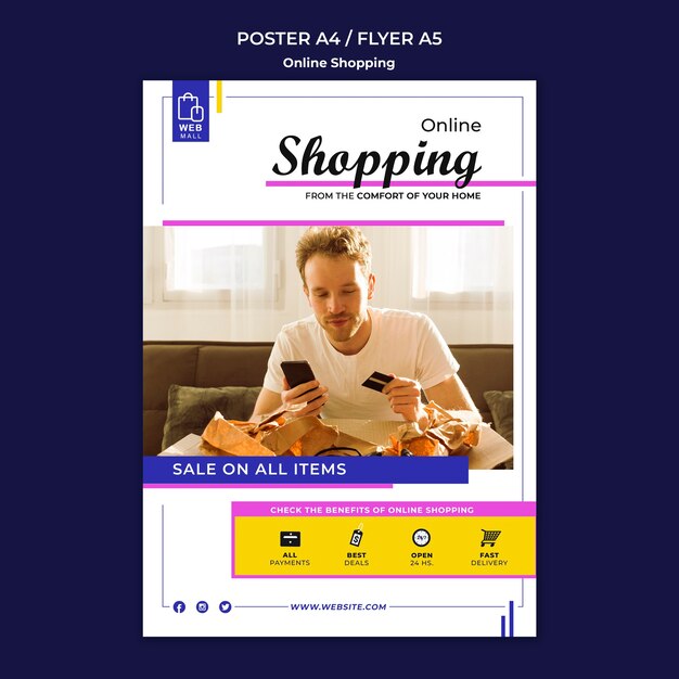 Modelo de folheto - conceito on-line de compras