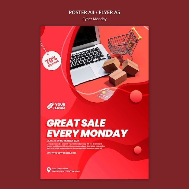 PSD grátis modelo de folheto da cyber monday