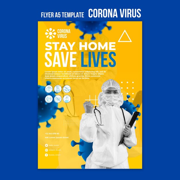 Modelo de folheto da pandemia de coronavírus
