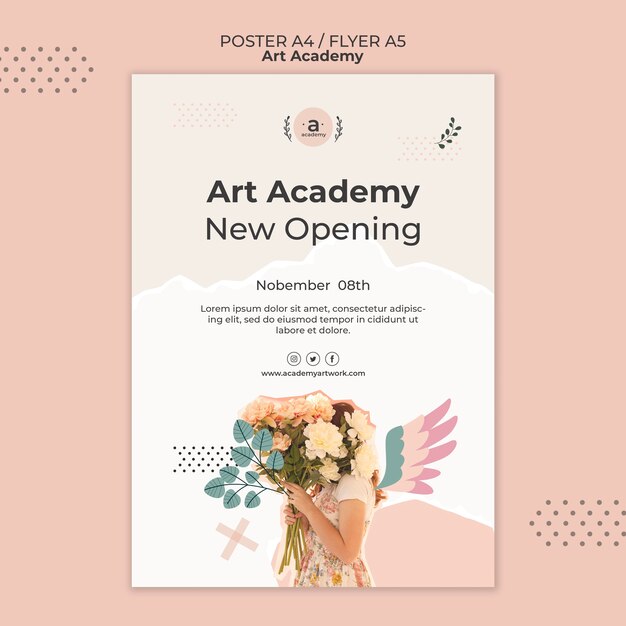 Modelo de folheto de abertura da Art Academy