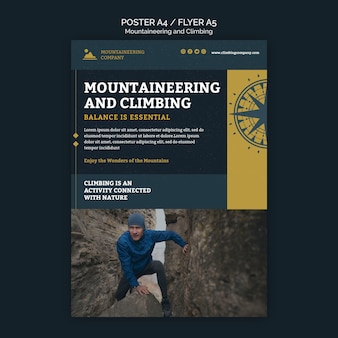 Modelo de folheto de alpinismo e escalada