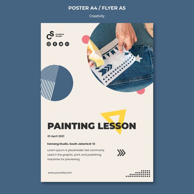 Modelo de folheto de aula de pintura