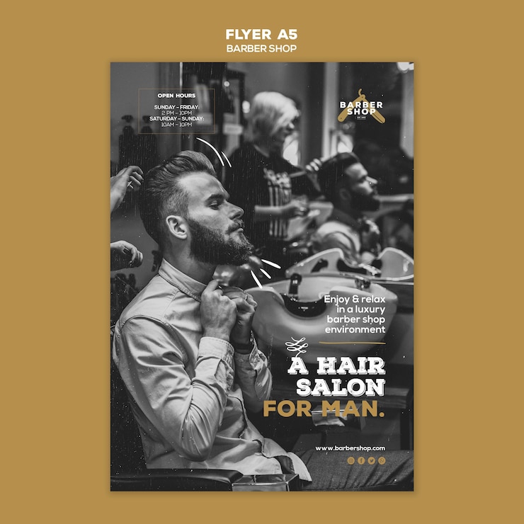 PSD grátis modelo de folheto de barbearia