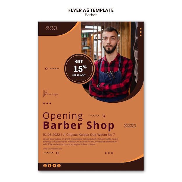 Modelo de folheto de barbearia