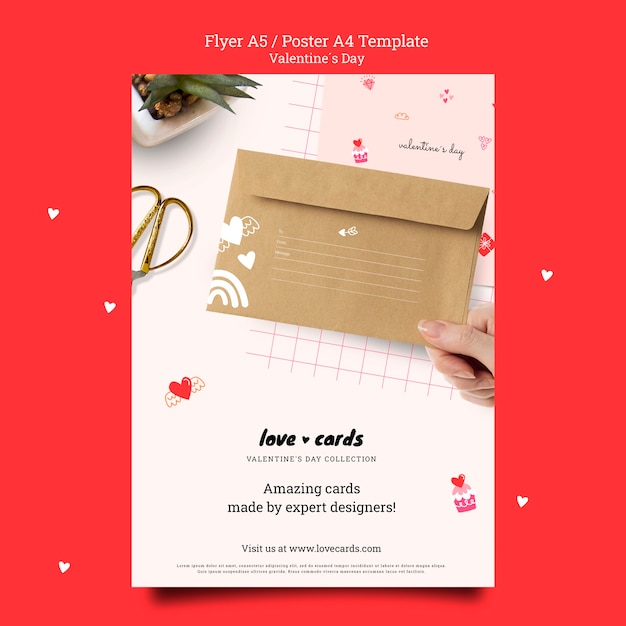 PSD grátis modelo de folheto de cartões de amor para o dia dos namorados