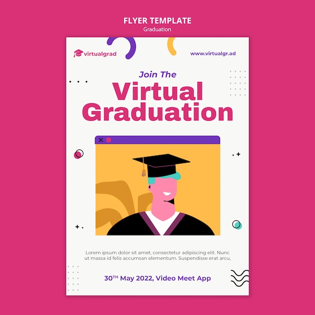 Modelo de folheto de celebração de formatura virtual