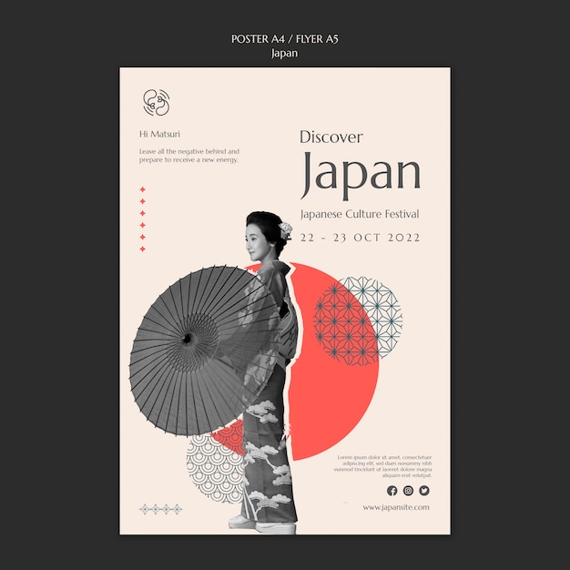 PSD grátis modelo de folheto de celebração do festival japonês