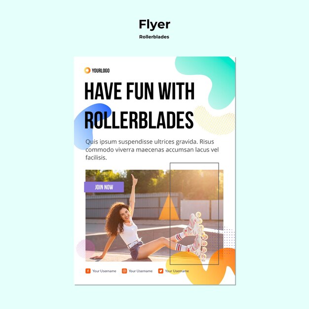 Modelo de folheto de conceito de patins