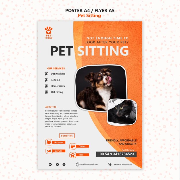 Modelo de folheto de conceito de pet sitting
