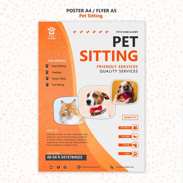 Modelo de folheto de conceito de pet sitting