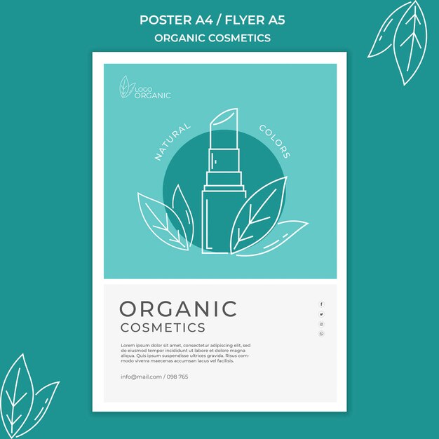 Modelo de folheto de cosméticos orgânicos
