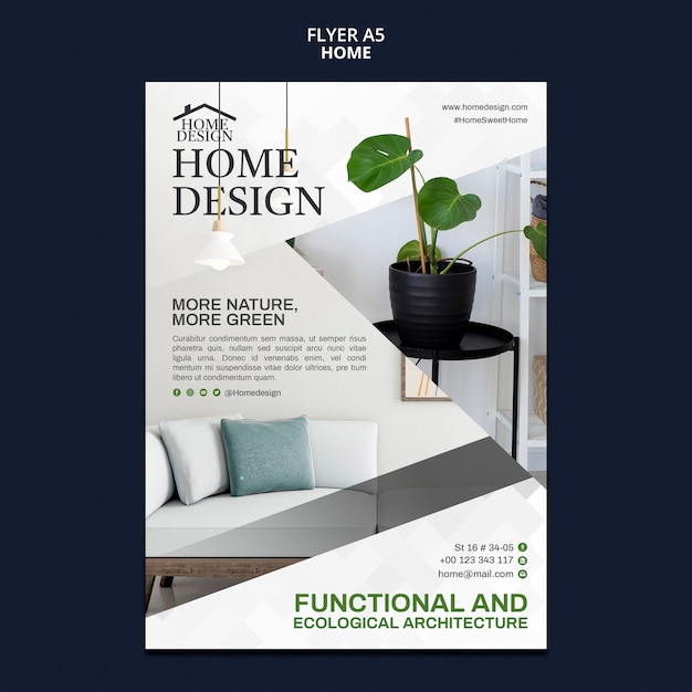 Modelo de folheto de design de interiores para casa