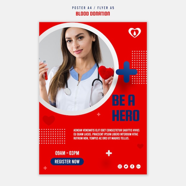 Modelo de folheto de doação de sangue