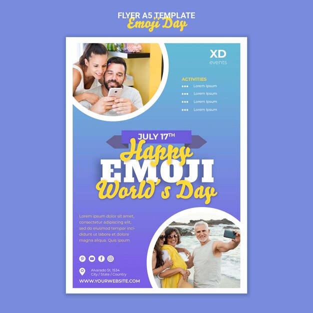 Modelo de folheto de emoji dia