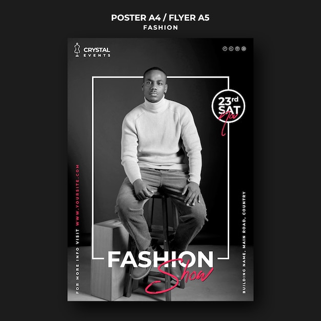 PSD grátis modelo de folheto de modelo masculino para desfile de moda