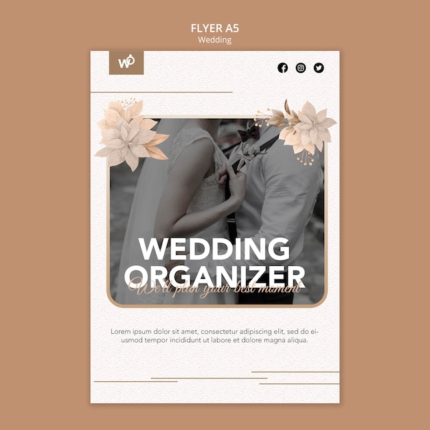 Modelo de folheto de organizador de casamento