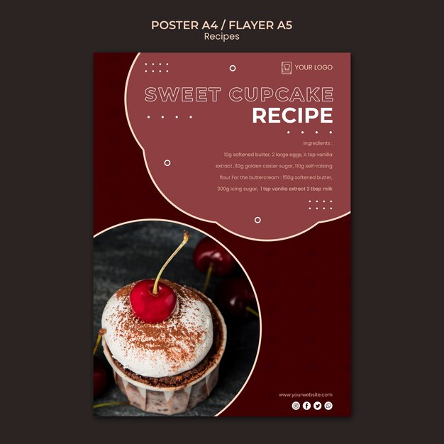 Modelo de folheto de receitas de sobremesa