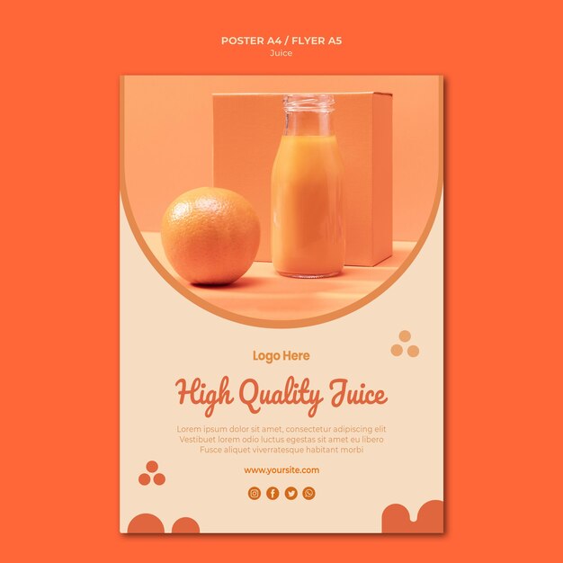 Modelo de folheto de suco de laranja