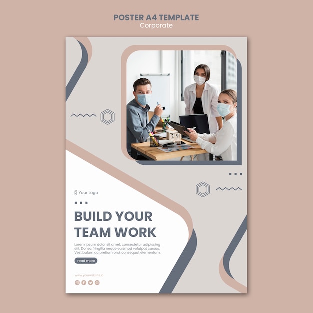 Modelo de folheto de trabalho em equipe