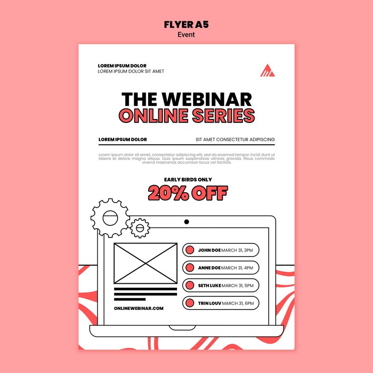 PSD grátis modelo de folheto de webinar on-line de evento