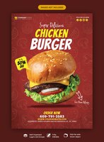 PSD grátis modelo de folheto - delicioso hambúrguer e menu de comida