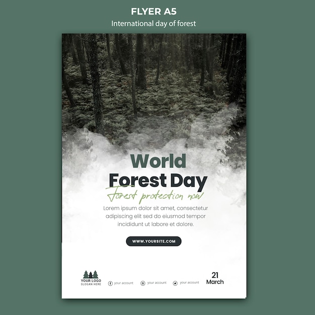 PSD grátis modelo de folheto do dia mundial da floresta