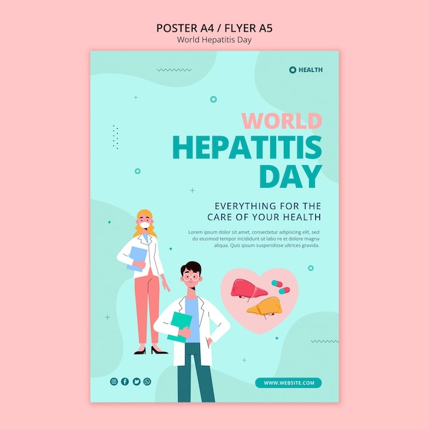 PSD grátis modelo de folheto do dia mundial da hepatite de design plano