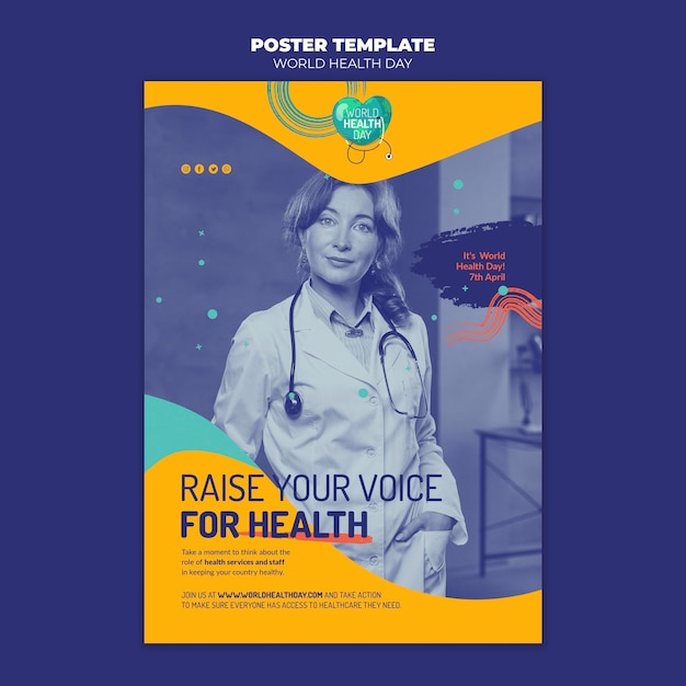 PSD grátis modelo de folheto do dia mundial da saúde com foto