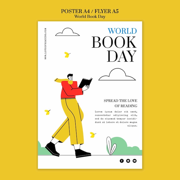 PSD grátis modelo de folheto do dia mundial do livro