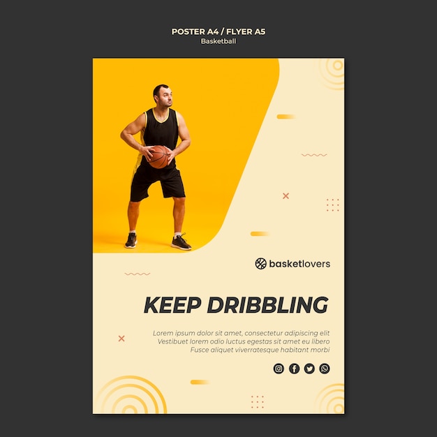 Modelo de folheto - drible de basquete