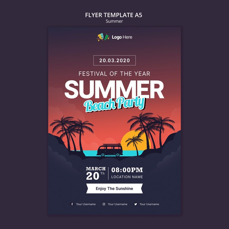 PSD grátis modelo de folheto - festa de verão