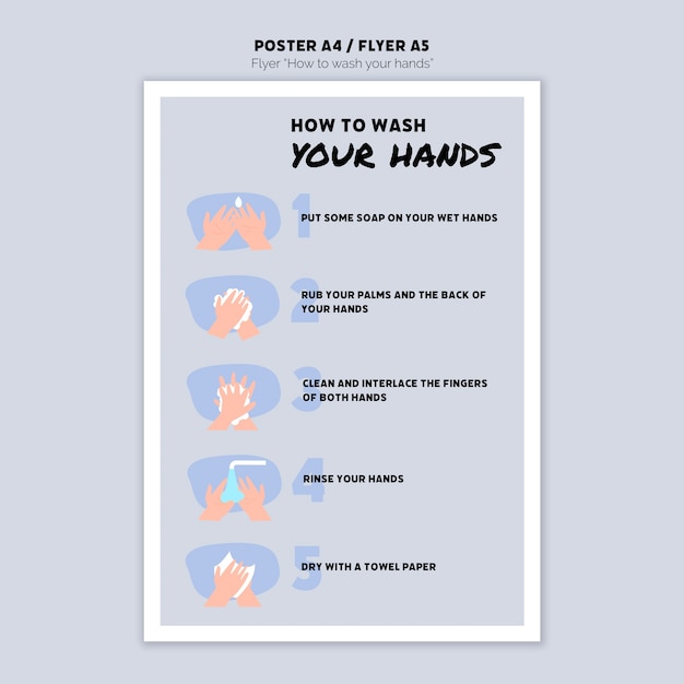 Modelo de folheto - lave as mãos