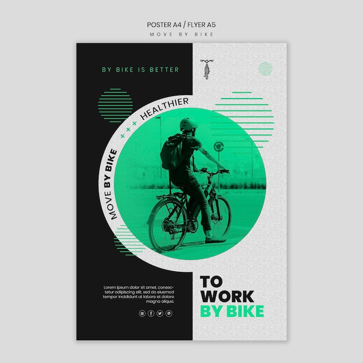 PSD grátis modelo de folheto mover de bicicleta