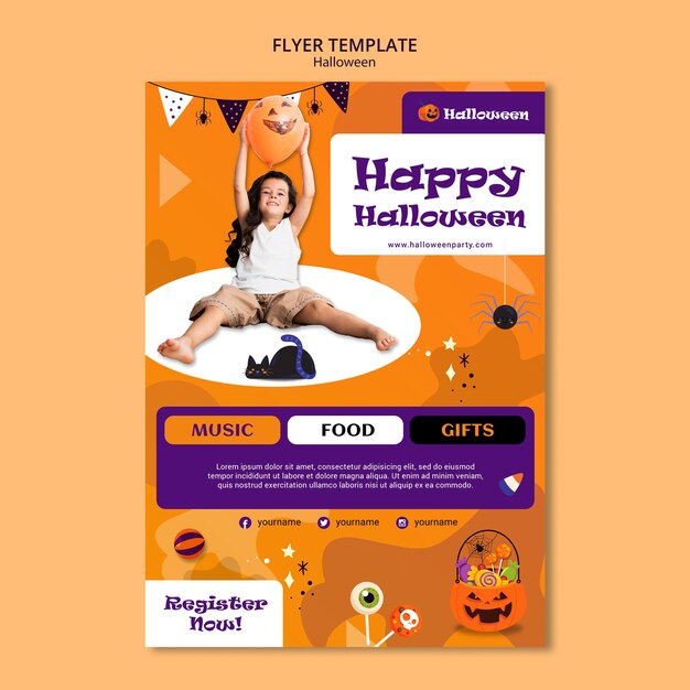 Modelo de folheto para a festa de Halloween