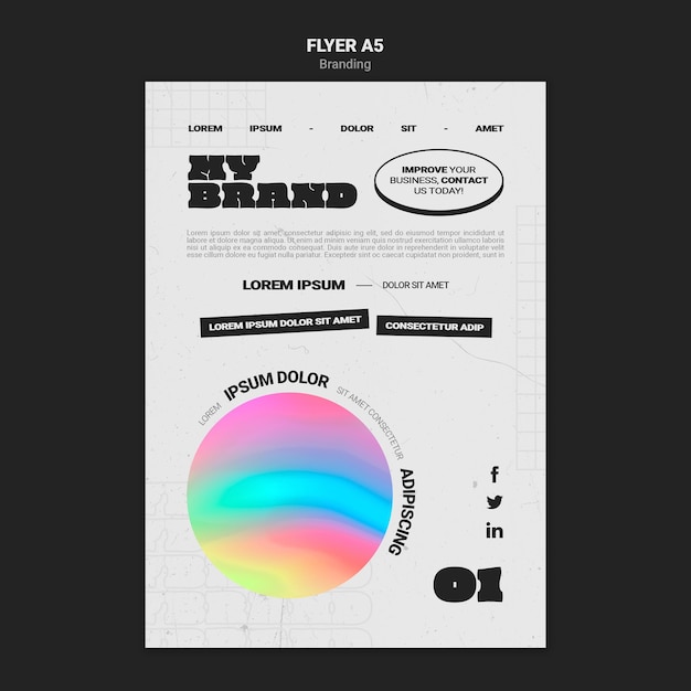 Modelo de folheto para a marca da empresa com forma de círculo colorido