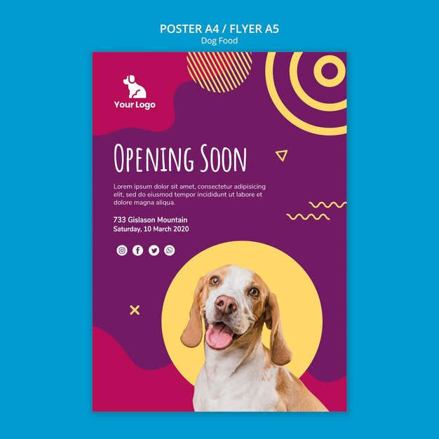 Modelo de folheto para alimentos para cães
