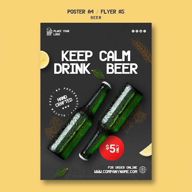 PSD grátis modelo de folheto para beber cerveja