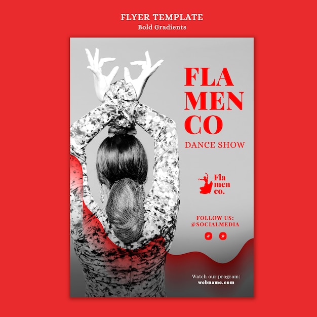PSD grátis modelo de folheto para show de flamenco com dançarina