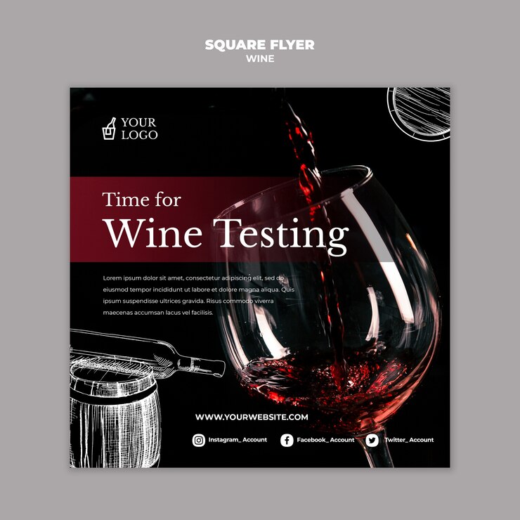 PSD grátis modelo de folheto - praça de degustação de vinhos
