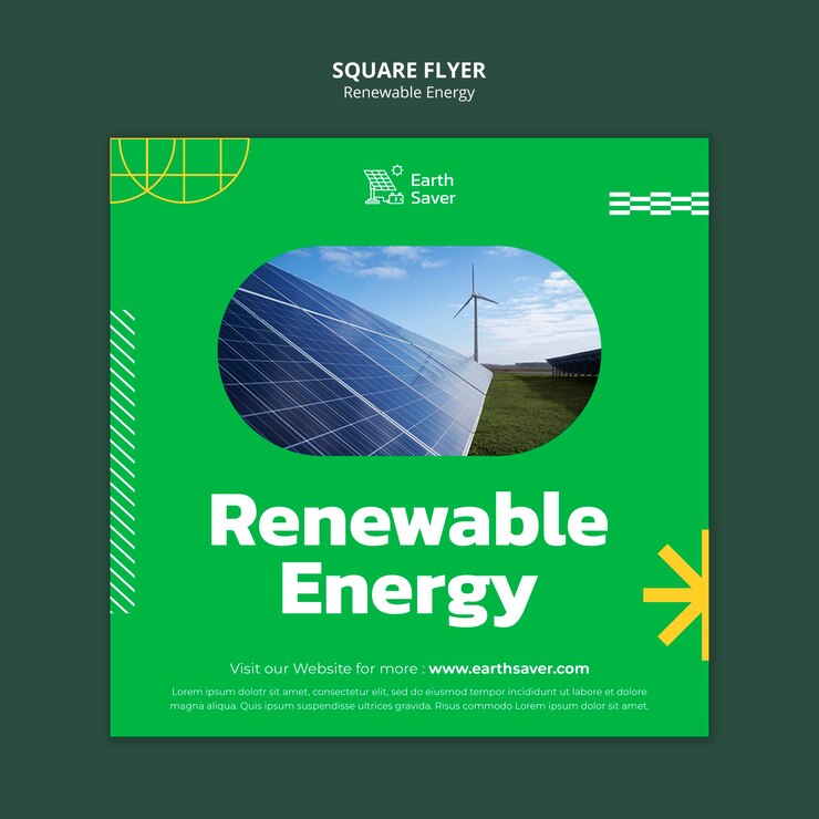 PSD grátis modelo de folheto quadrado de energia renovável