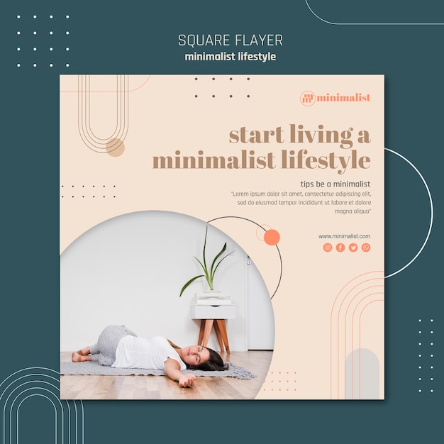 Modelo de folheto quadrado estilo de vida minimalista