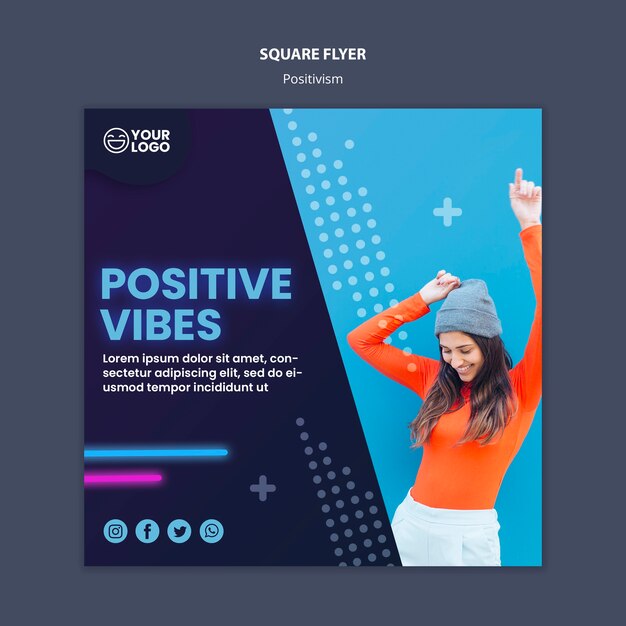 Modelo de folheto quadrado para otimismo e positivismo