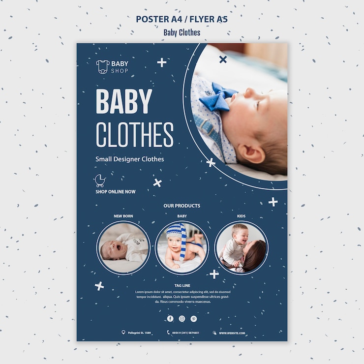 PSD grátis modelo de folheto - roupas de bebê