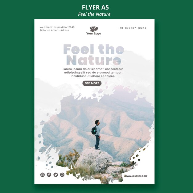 Modelo de folheto - sentir a natureza