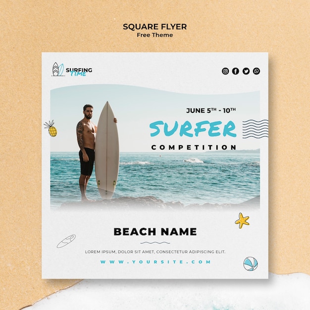 Modelo de folheto - surfista