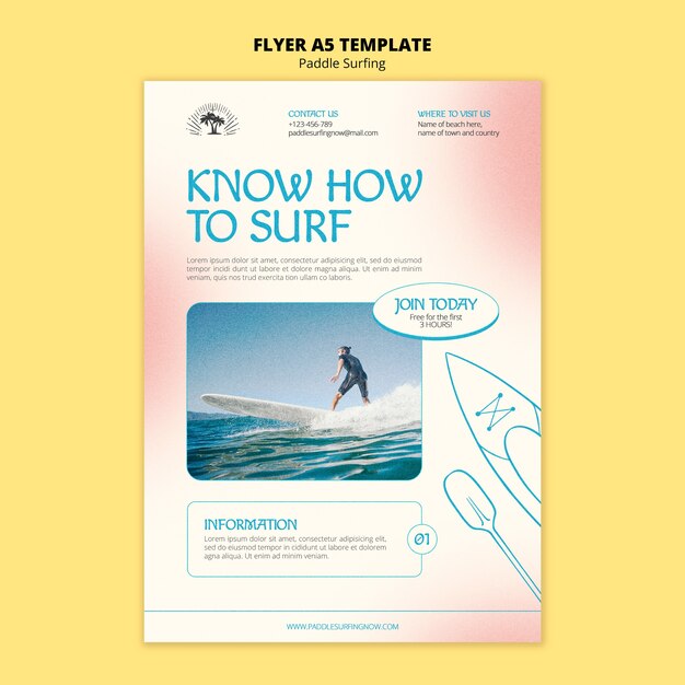 Modelo de folheto vertical de paddle surf