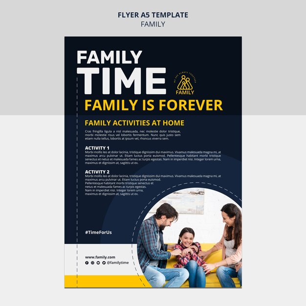 Modelo de folheto vertical de tempo para a família