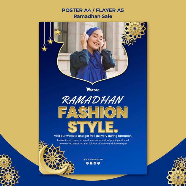 Modelo de folheto vertical para venda no ramadã